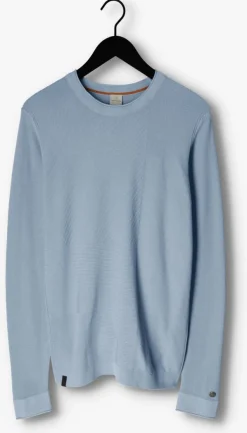 lichtblauwe cast iron trui crewneck cotton modal