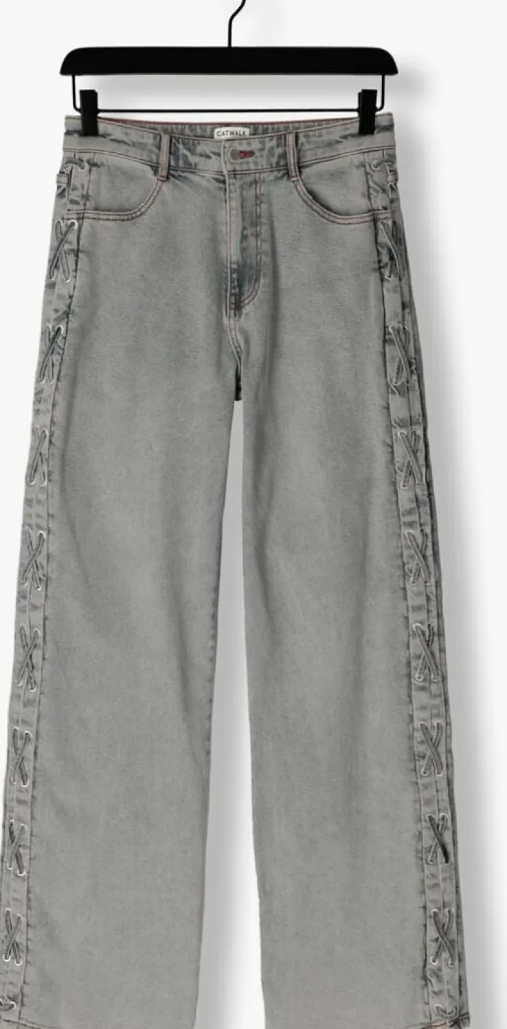 lichtblauwe catwalk junkie wide jeans loose fit jeans with lace detail