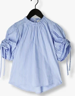 lichtblauwe co'couture blouses diviacc puff ss blouse