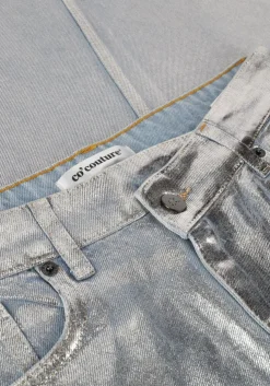 lichtblauwe co'couture maxirok foil denim skirt