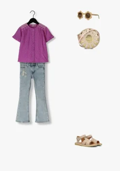 lichtblauwe daily7 flared jeans 2400 flared fit embroderie