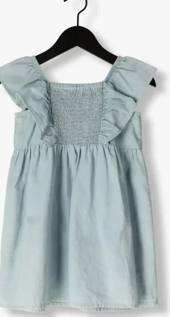 lichtblauwe daily7 mini jurk ruffle dress sleeveless