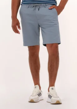 lichtblauwe dstrezzed korte broek jogger shorts twill knit