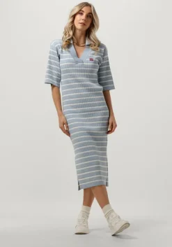lichtblauwe esmé studios midi jurk aura polo dress knit
