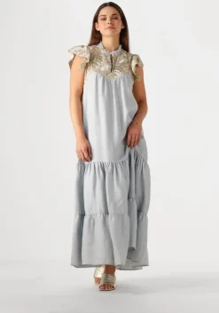 lichtblauwe greek archaic kori maxi jurk 231097