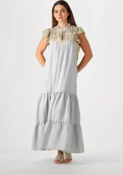 lichtblauwe greek archaic kori maxi jurk 231097