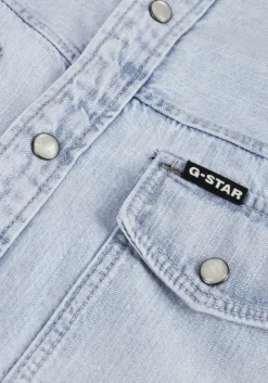 lichtblauwe g-star raw casual overhemd dakota slim shirt l/s