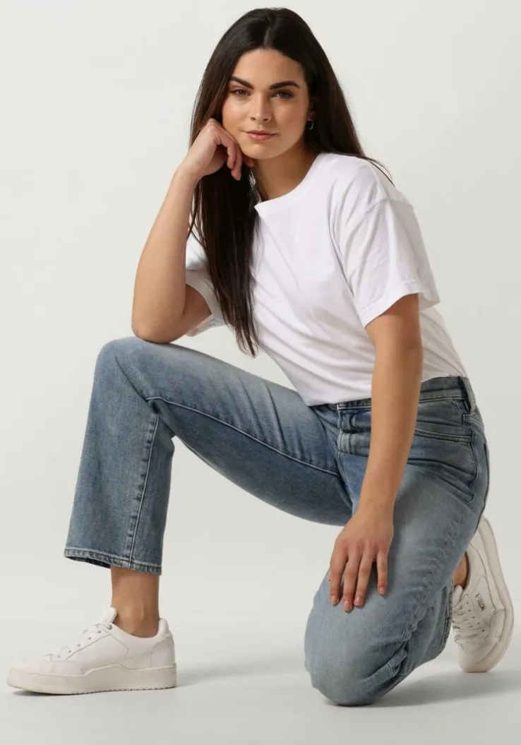 lichtblauwe g-star raw straight leg jeans viktoria high straight wmn