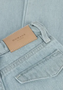 lichtblauwe homage wide jeans palazzo jeans with slits