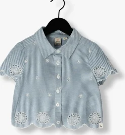 lichtblauwe indian blue jeans blouses stripe embroidery shirt