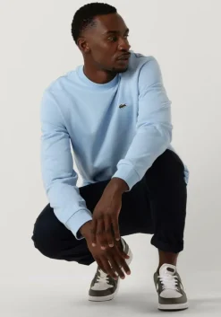 lichtblauwe lacoste sweater classic fit brushed fleece sweatshirt