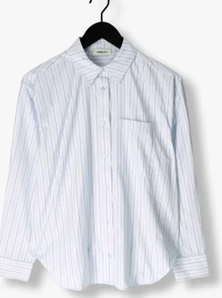 lichtblauwe modström blouses millemd stripe shirt