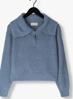 lichtblauwe msch copenhagen trui mschgytta zip pullover