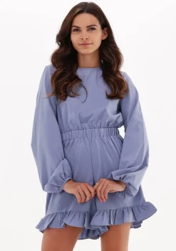 lichtblauwe na-kd playsuits long sleeve frilled playsuit