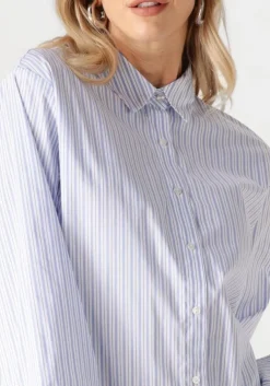 lichtblauwe neo noir blouses dita mini stripe shirt