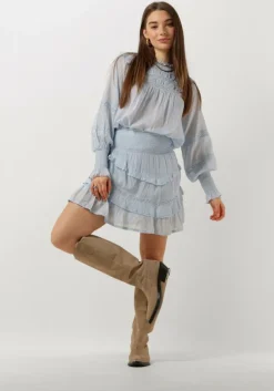 lichtblauwe notre-v blouses voile blouse