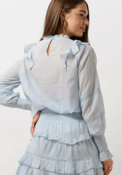 lichtblauwe notre-v blouses voile blouse