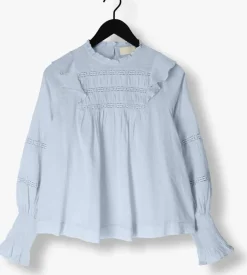 lichtblauwe notre-v blouses voile blouse