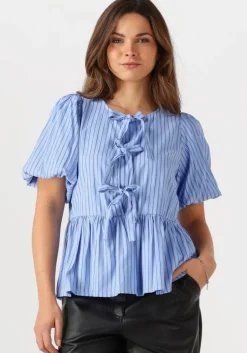 lichtblauwe notre-v blouses nv-frederica stripe
