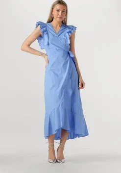 lichtblauwe object maxi jurk objhope papaya s/s wrap dress