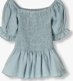 lichtblauwe petit blush blouses smock top