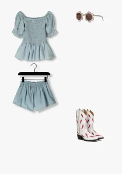 lichtblauwe petit blush korte broek ruffle short