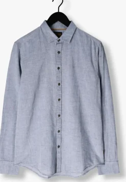 lichtblauwe pme legend casual overhemd long sleeve shirt ctn/linen