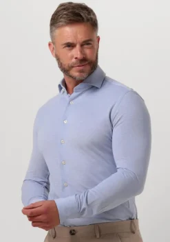 lichtblauwe profuomo klassiek overhemd knitted shirt