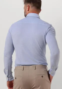 lichtblauwe profuomo klassiek overhemd knitted shirt