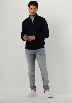 lichtblauwe profuomo klassiek overhemd knitted shirt