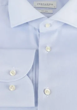 lichtblauwe profuomo klassiek overhemd fine twill - slim fit - non iron