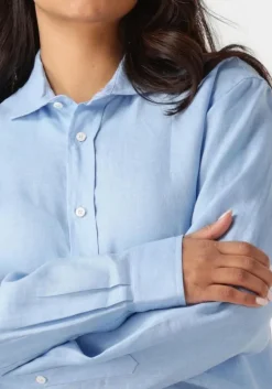 lichtblauwe resort finest blouses shirt 100% linen