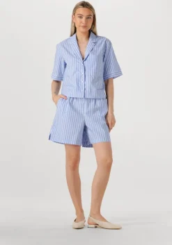 lichtblauwe rouge edit blouses roushona 2/4 resort collar shirt