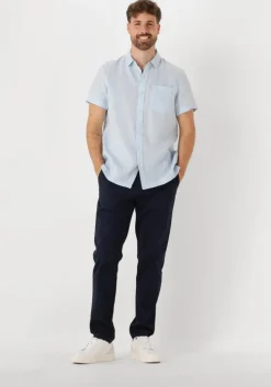 lichtblauwe scotch & soda casual overhemd short-sleeved regular fit linen shirt