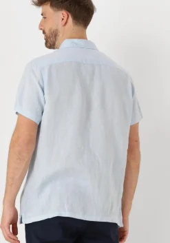 lichtblauwe scotch & soda casual overhemd short-sleeved regular fit linen shirt