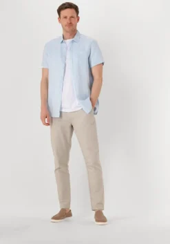 lichtblauwe scotch & soda casual overhemd short-sleeved regular fit linen shirt