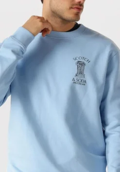 lichtblauwe scotch & soda sweater front artwork relaxed fit sweatshirt