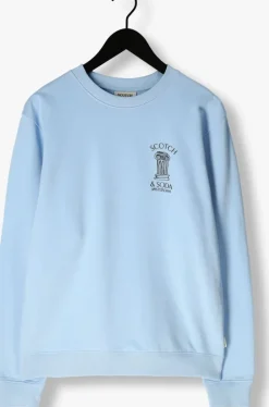 lichtblauwe scotch & soda sweater front artwork relaxed fit sweatshirt