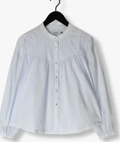 lichtblauwe scotch & soda blouses shirt with pin tuck yoke and gathering