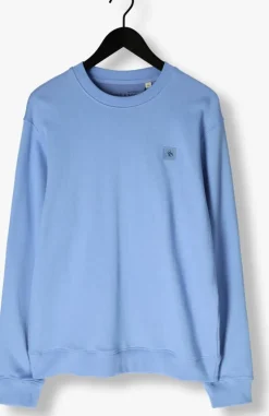 lichtblauwe scotch & soda sweater seasonal core - regular-fit logo sweatshirt