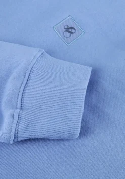 lichtblauwe scotch & soda sweater seasonal core - regular-fit logo sweatshirt