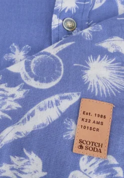 lichtblauwe scotch & soda casual overhemd regular fit bonded shirt