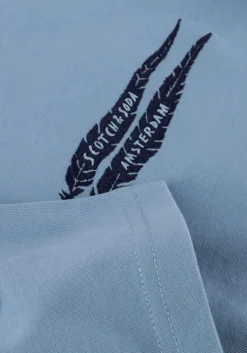 lichtblauwe scotch & soda t-shirt loose-fit artwork t-shirt