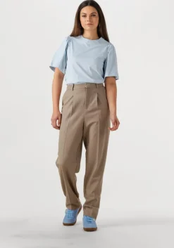 lichtblauwe selected femme t-shirt slfpenelope 2/4 ruffle tee