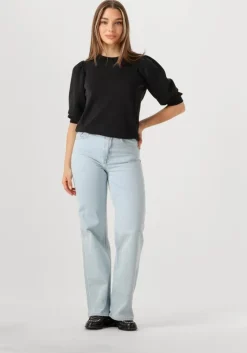 lichtblauwe selected femme wide jeans slfalice-n hw wide lon sky blue jeat