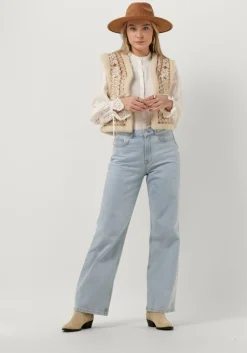 lichtblauwe selected femme wide jeans slfalice-n hw wide lon sky blue jeat