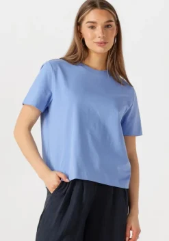 lichtblauwe selected femme t-shirt slfessential ss boxy tee
