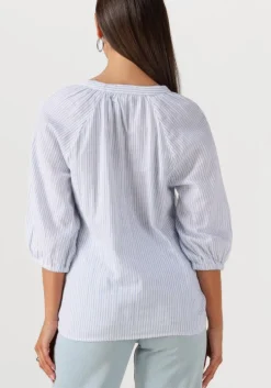 lichtblauwe selected femme blouses slfalberta 3/4 stripe shirt noos