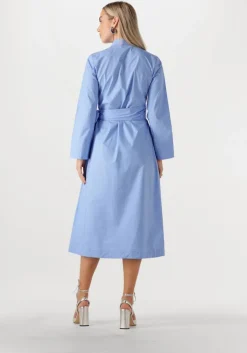 lichtblauwe selected femme midi jurk slfaviana ls midi wrap dress