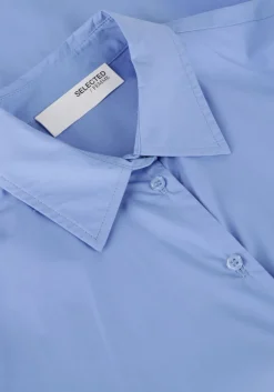 lichtblauwe selected femme midi jurk slfaviana ls midi wrap dress